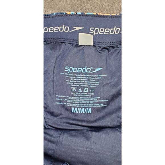 Speedo Swim Shorts Trunks Mens Sz M Blue Pockets Drawstring Beach Floral C18 - Picture 5 of 9